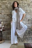 Basso Button Drape Cap Sleeve Shirt White
